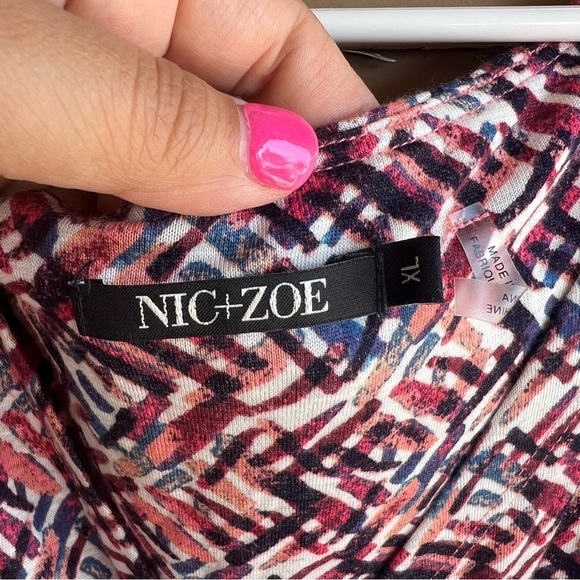 Nic + Zoe Dress Faux Wrap Sleeveless Knit Knee Length Pink Blue Women's SX XL - Picture 2 of 5